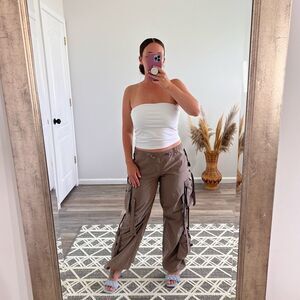 Vintage Y2K brown parachute pants baggy women’s size M‎